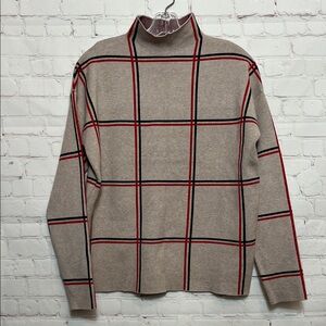 Tahari Windowpane Mockneck Sweater